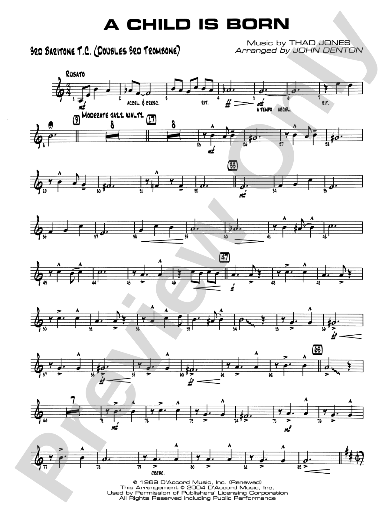 A Child Is Born: 3rd Baritone T.C.