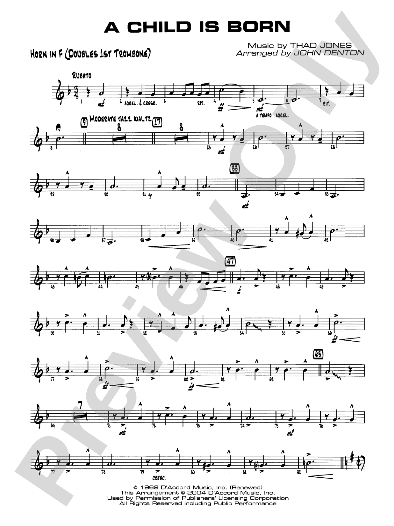 A Child Is Born: 1st F Horn