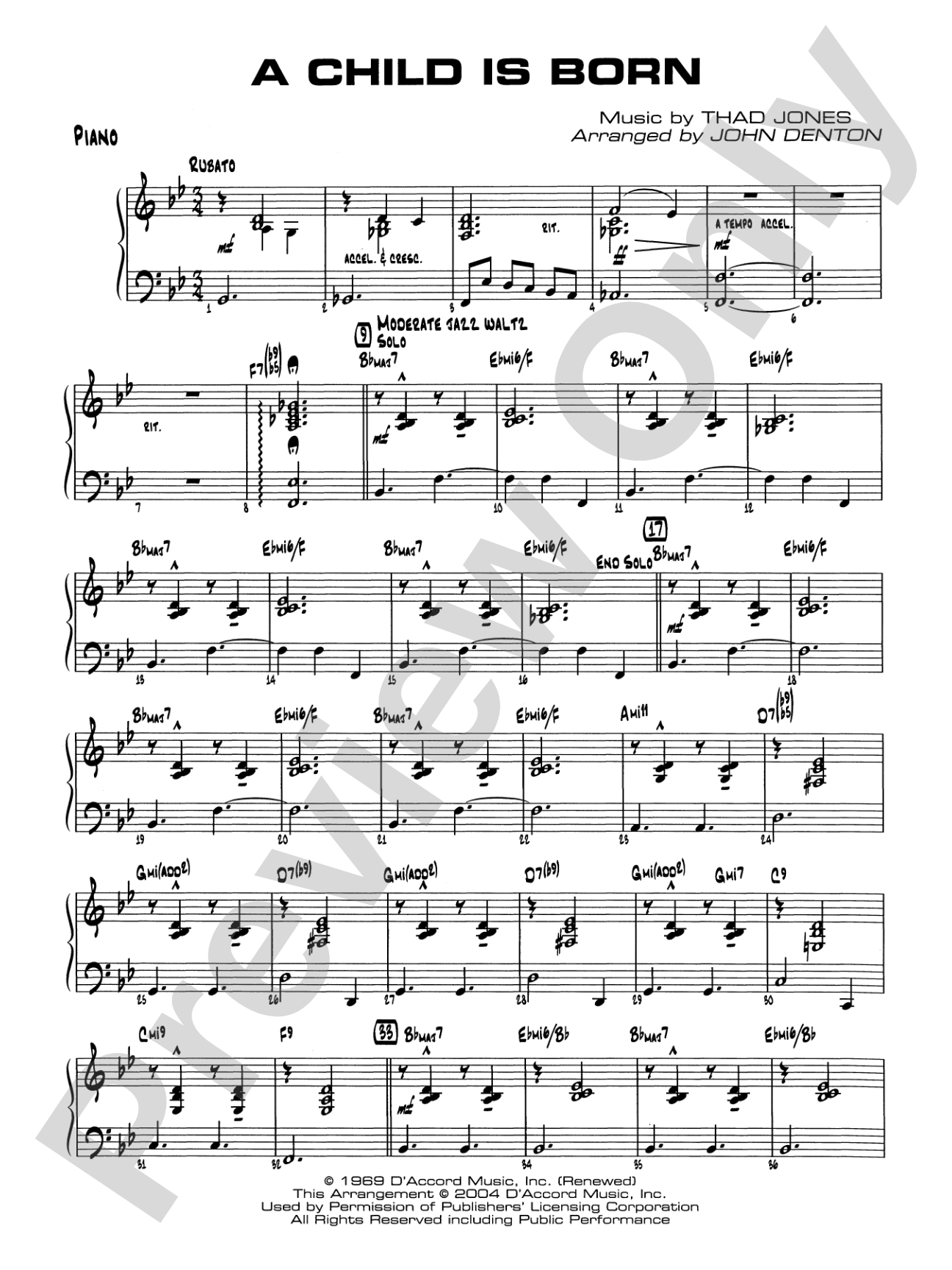 A Child Is Born: Piano Accompaniment
