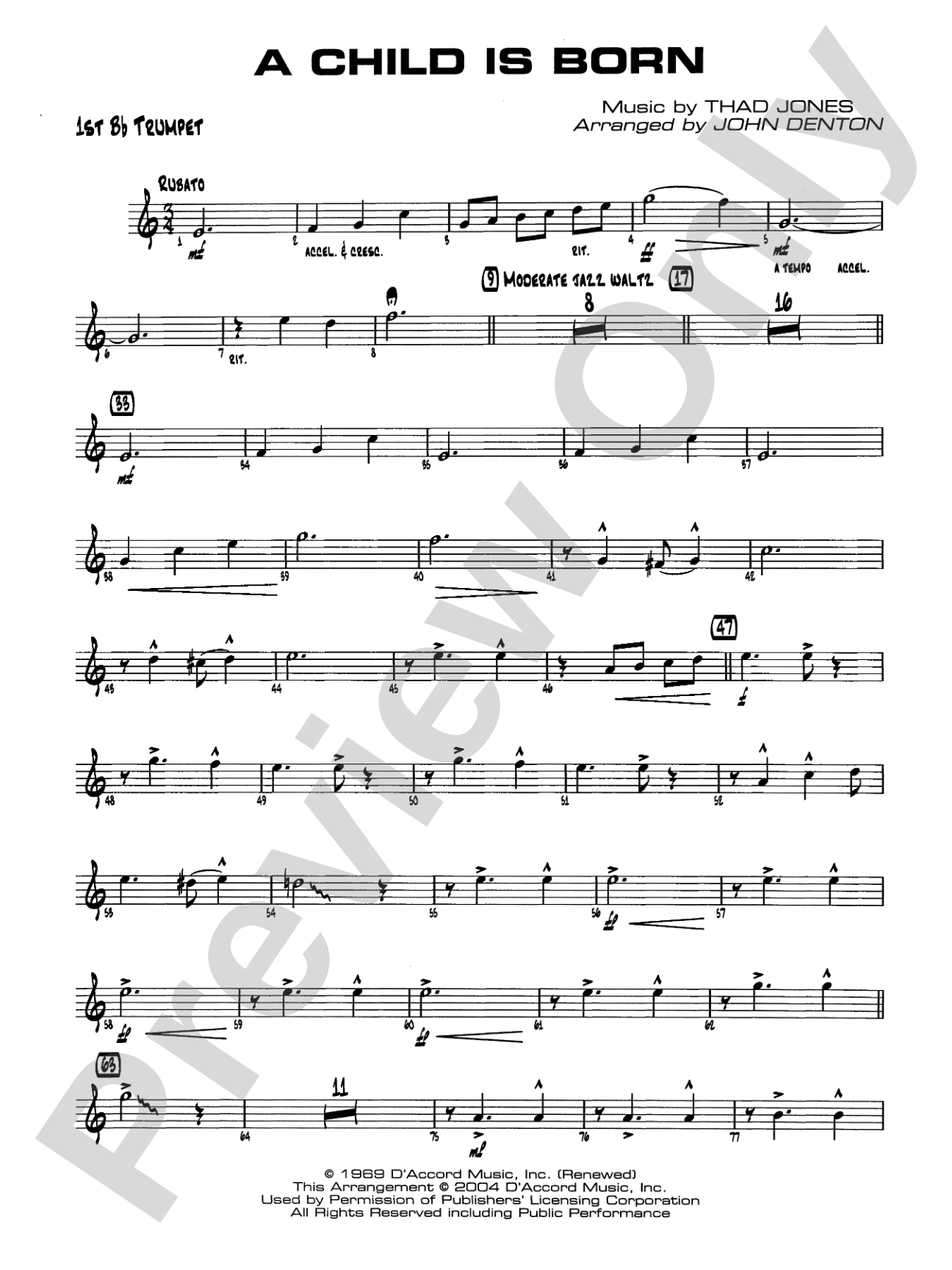 A Child Is Born: 1st B-flat Trumpet