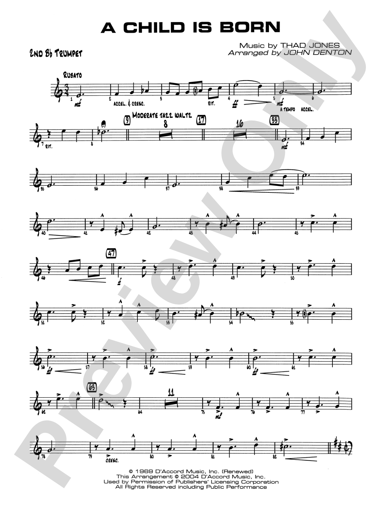 A Child Is Born: 2nd B-flat Trumpet