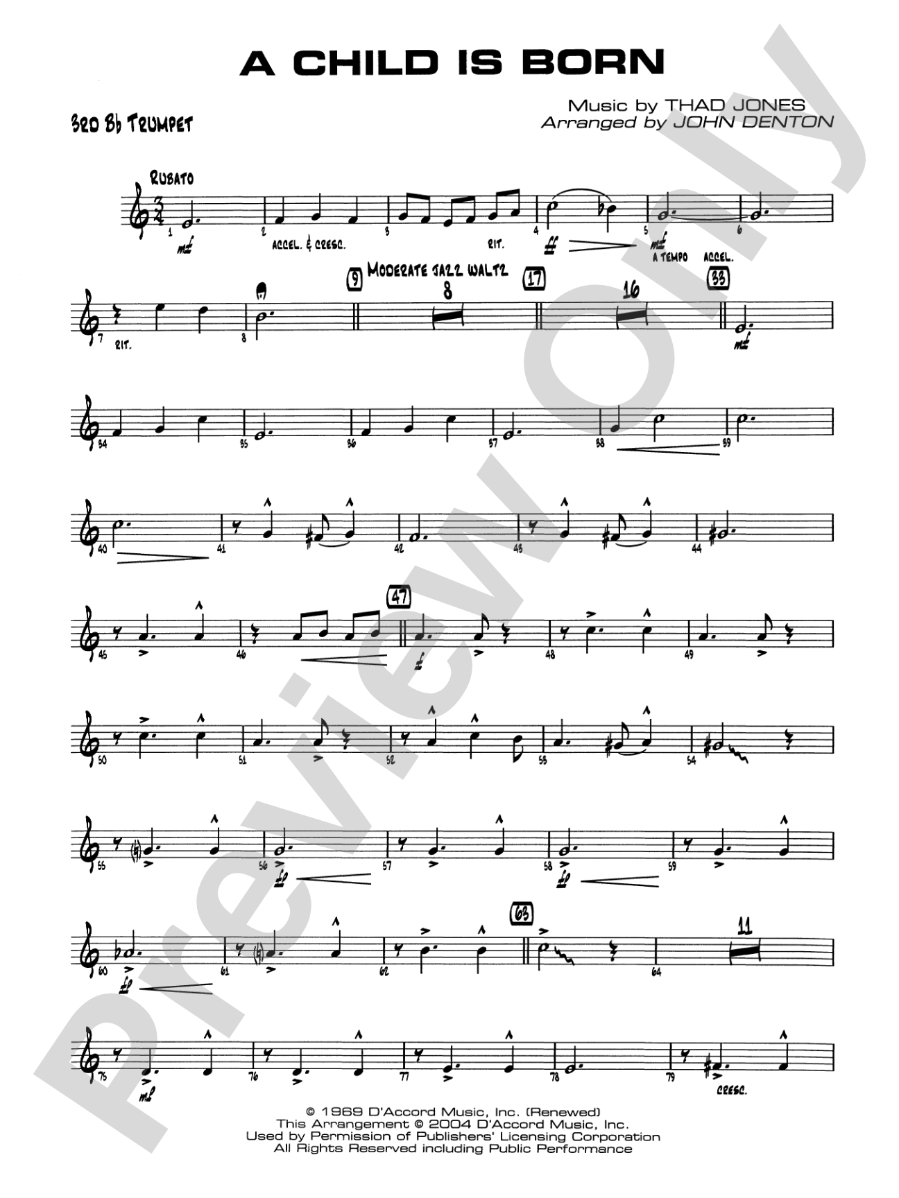 A Child Is Born: 3rd B-flat Trumpet