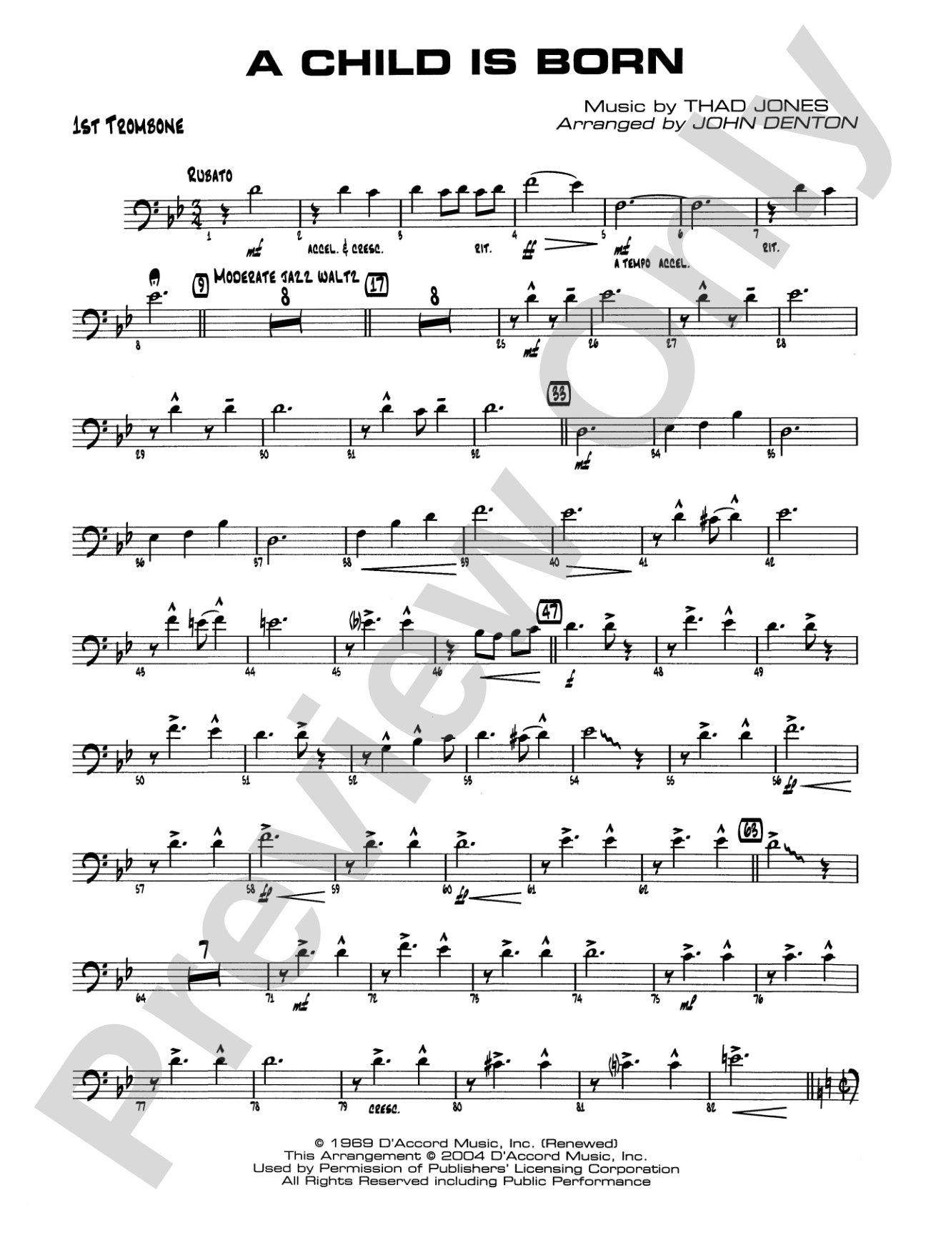 A Child Is Born: 1st Trombone