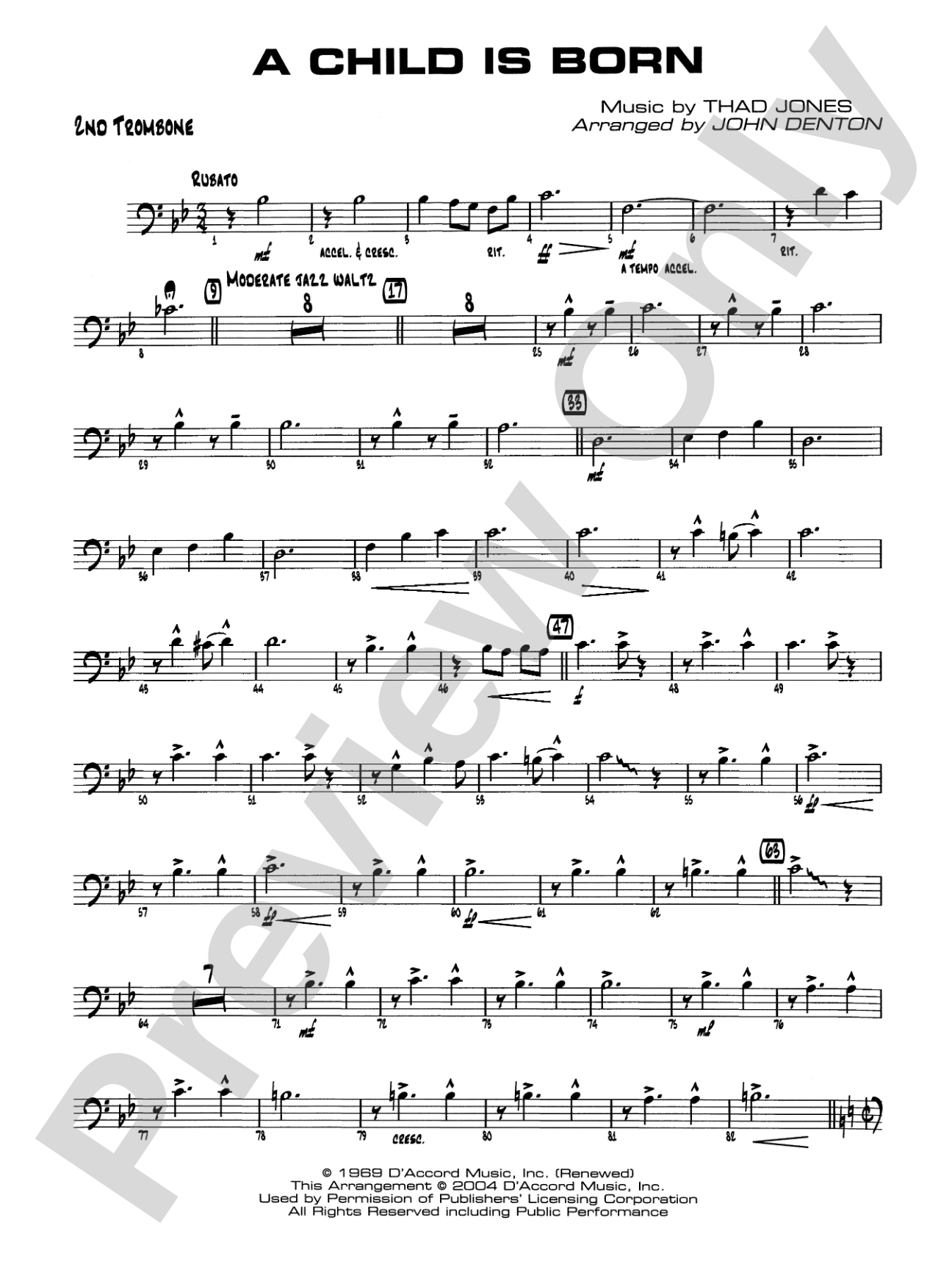 A Child Is Born: 2nd Trombone