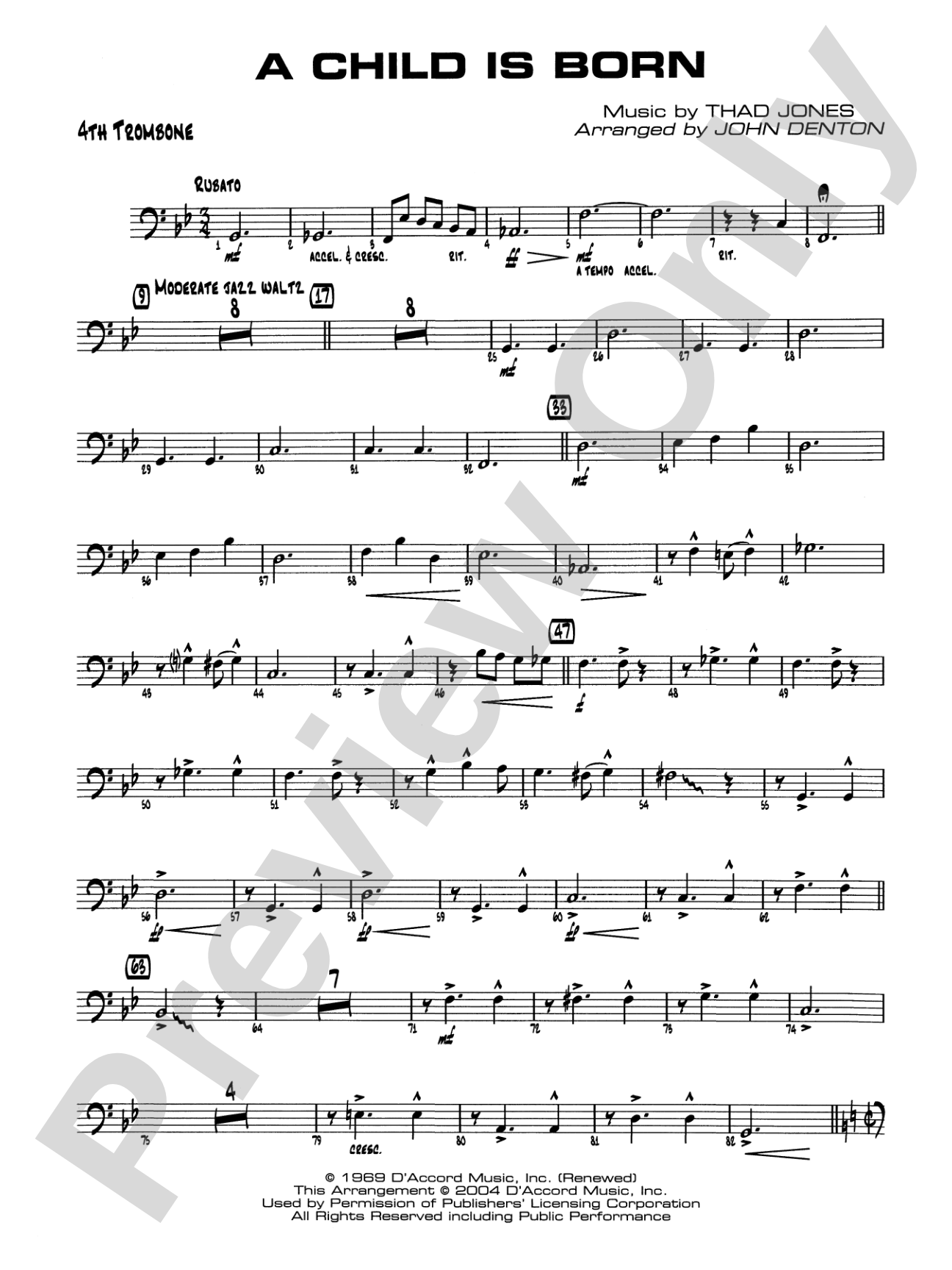 A Child Is Born: 4th Trombone