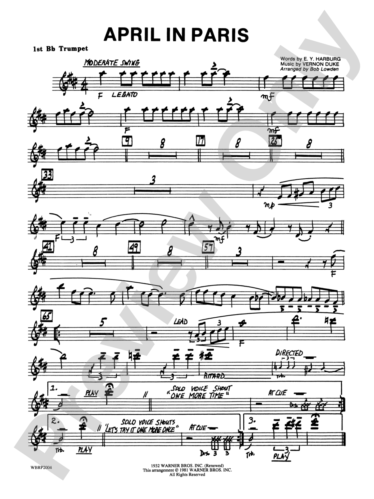 April in Paris: 1st B-flat Trumpet