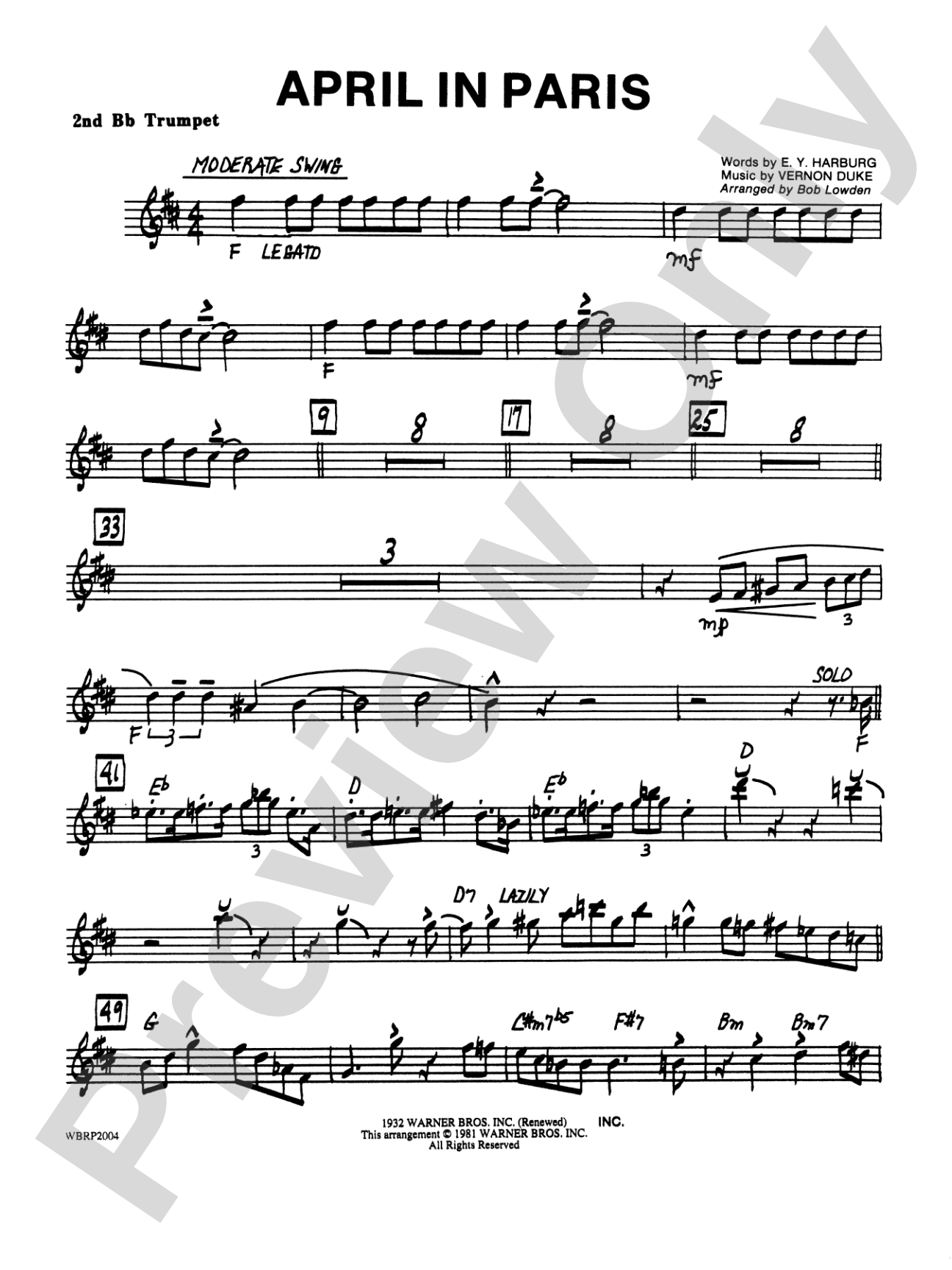 April in Paris: 2nd B-flat Trumpet
