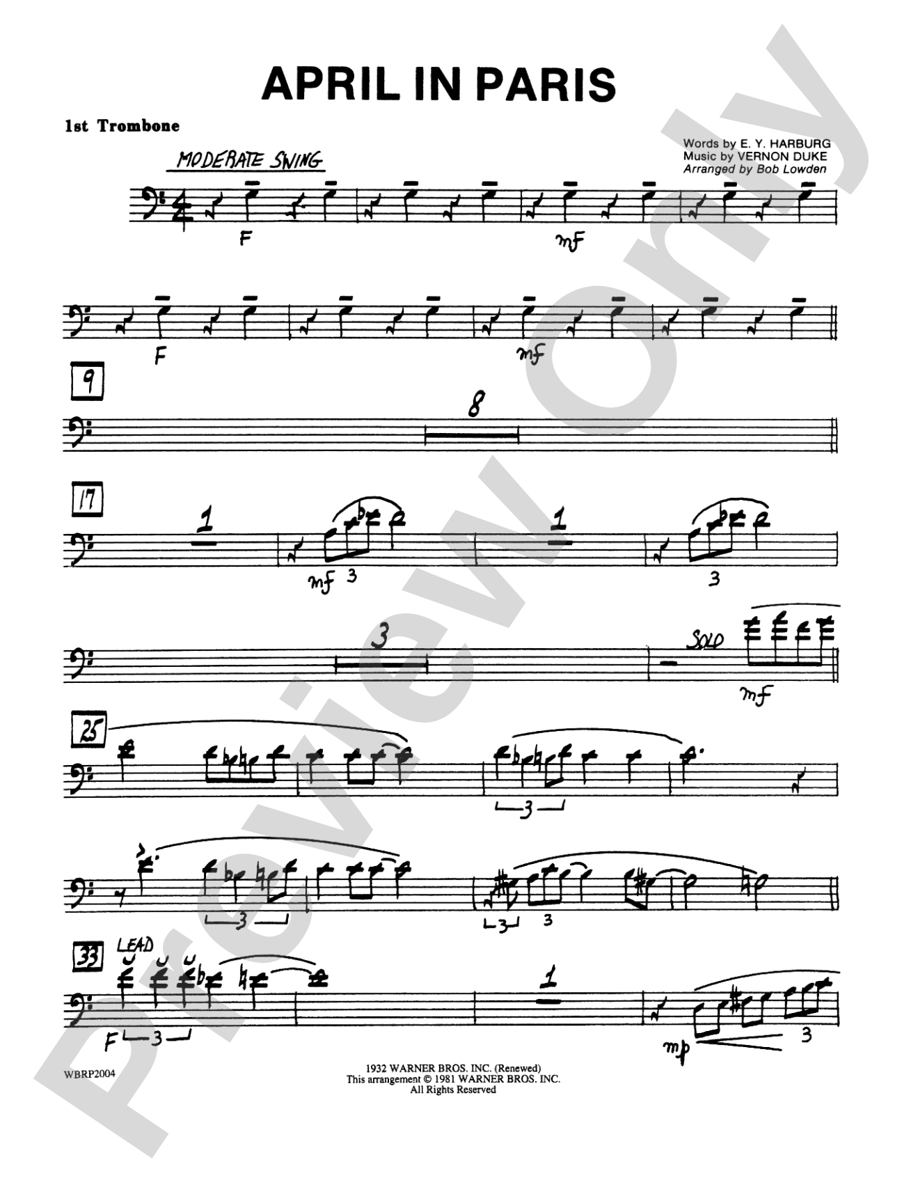 April in Paris: 1st Trombone