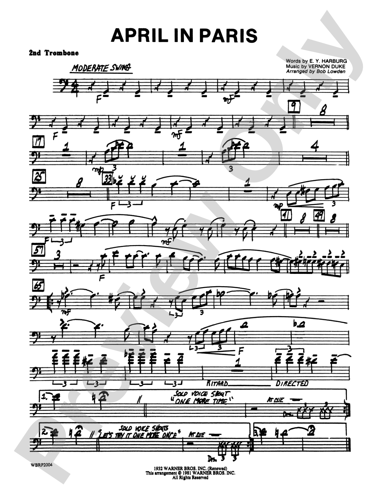 April in Paris: 2nd Trombone