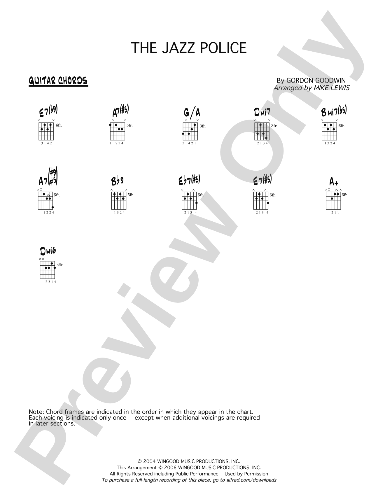 The Jazz Police: Guitar Chords