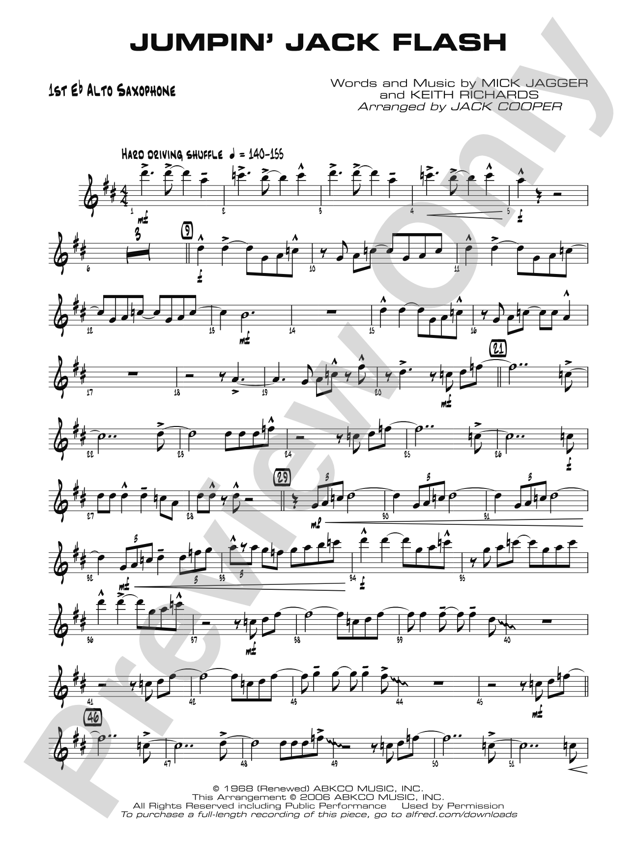 Jumpin' Jack Flash: E-flat Alto Saxophone