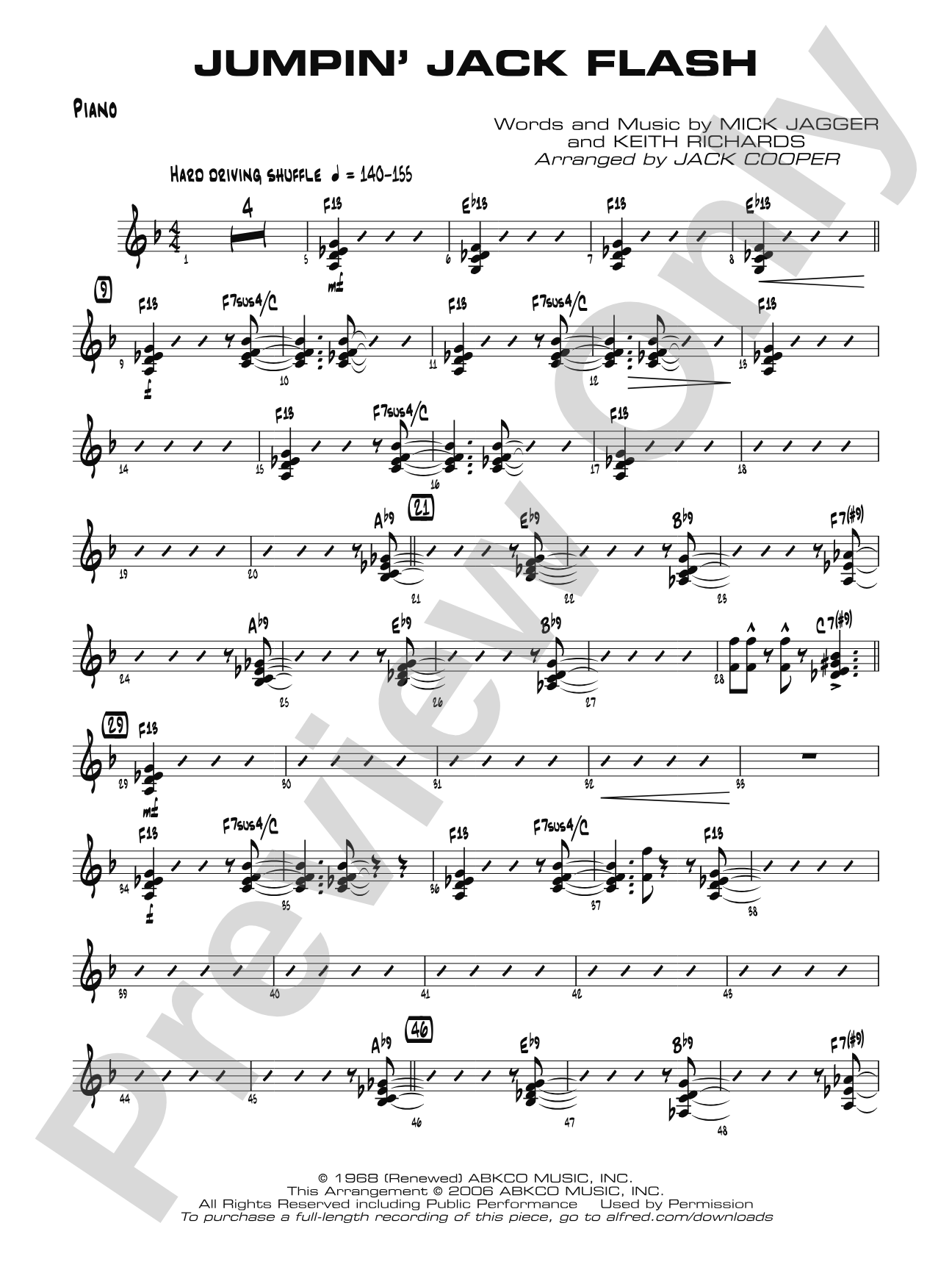 Jumpin' Jack Flash: Piano Accompaniment