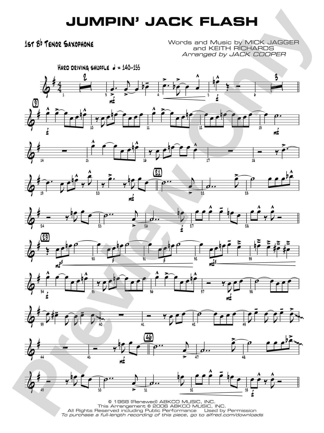 Jumpin' Jack Flash: B-flat Tenor Saxophone