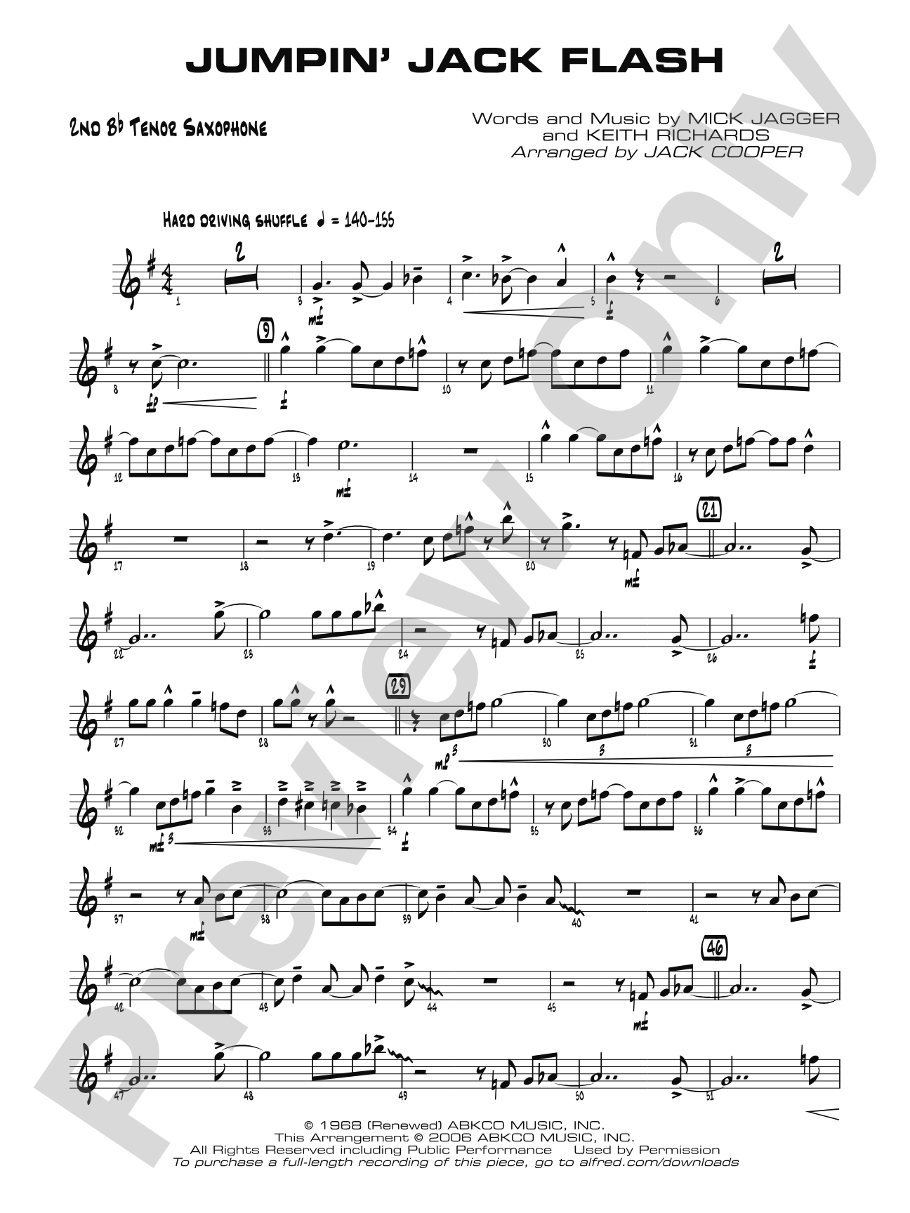 Jumpin' Jack Flash: 2nd B-flat Tenor Saxophone
