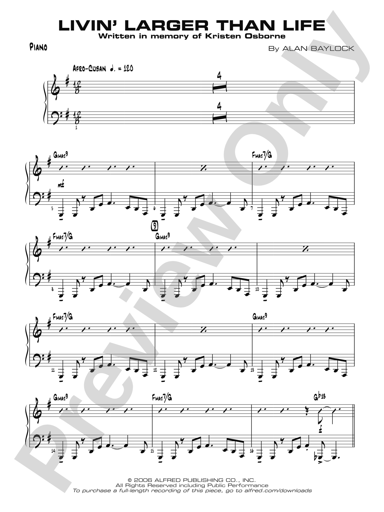 Livin' Larger Than Life: Piano Accompaniment