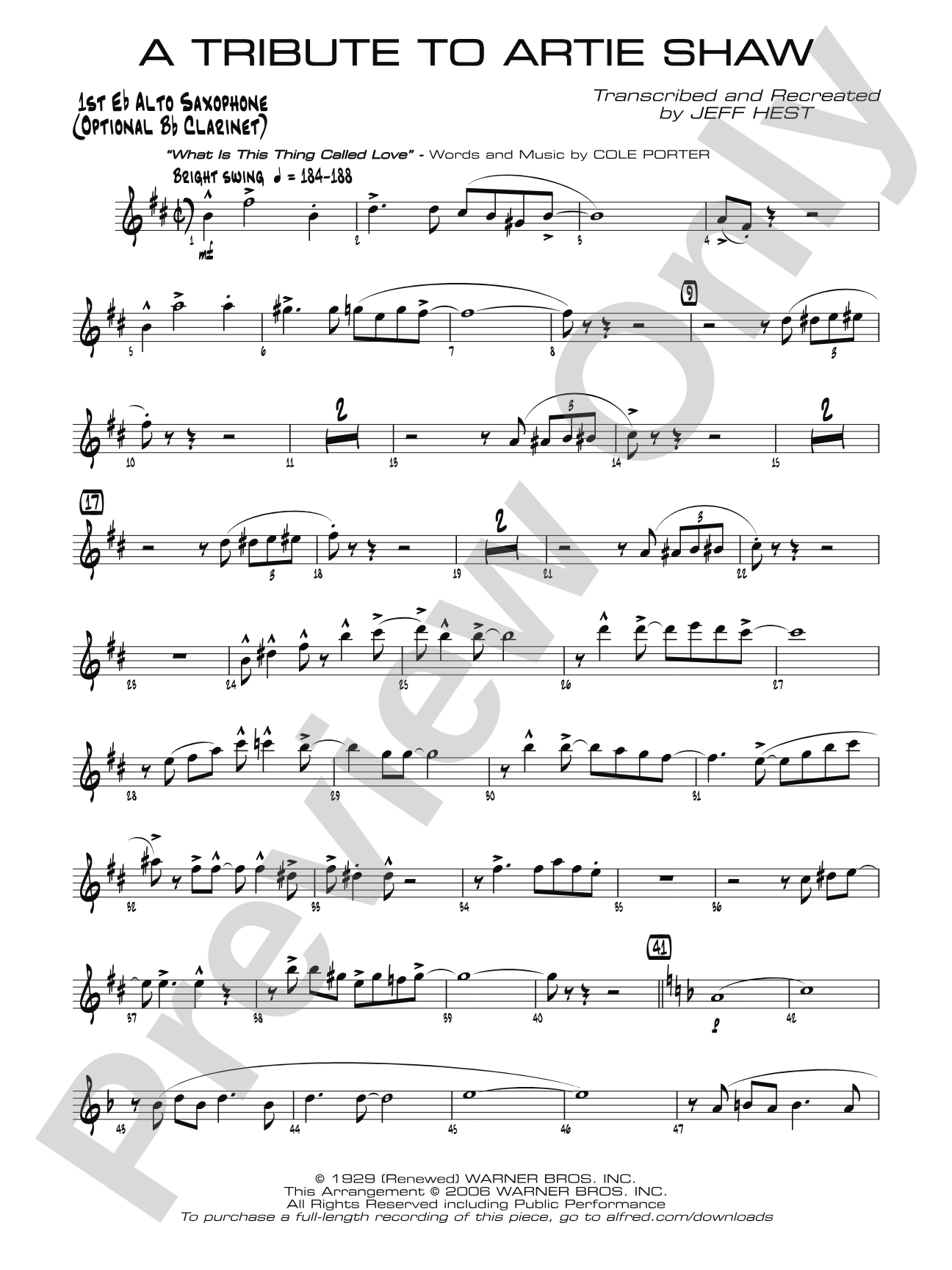 A Tribute to Artie Shaw: E-flat Alto Saxophone