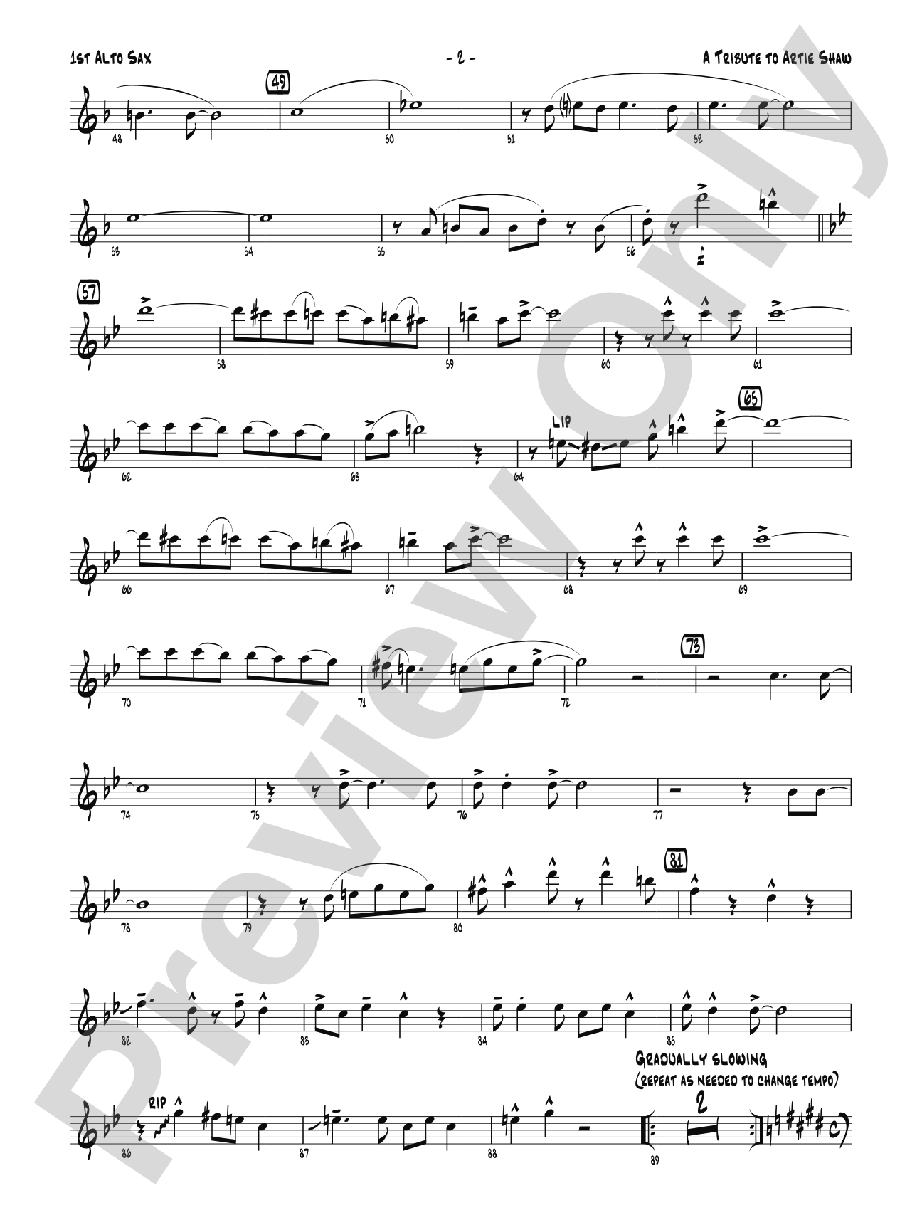 A Tribute to Artie Shaw: E-flat Alto Saxophone