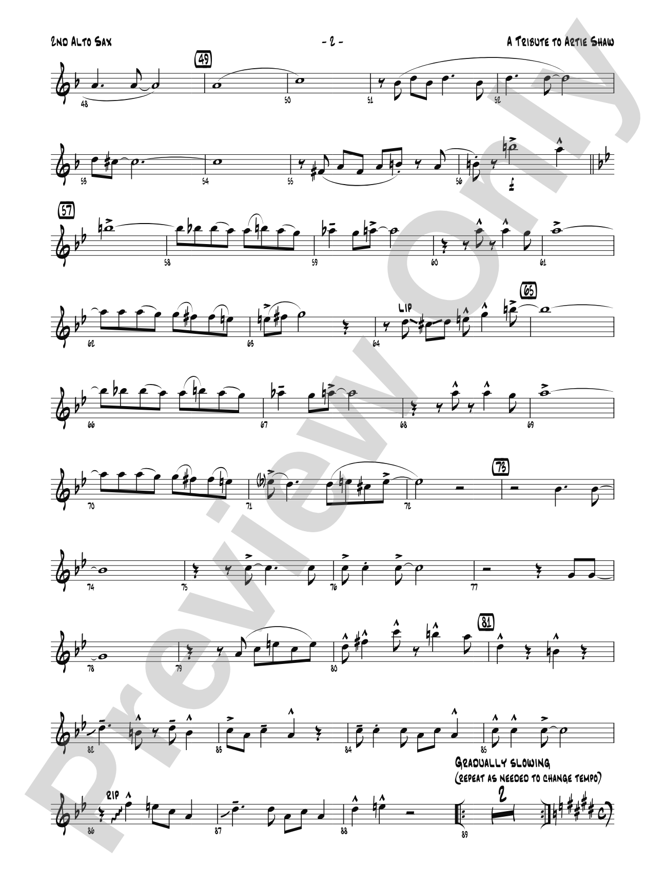 A Tribute to Artie Shaw: 2nd E-flat Alto Saxophone