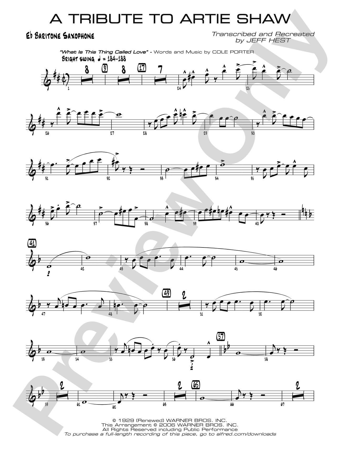 A Tribute to Artie Shaw: E-flat Baritone Saxophone