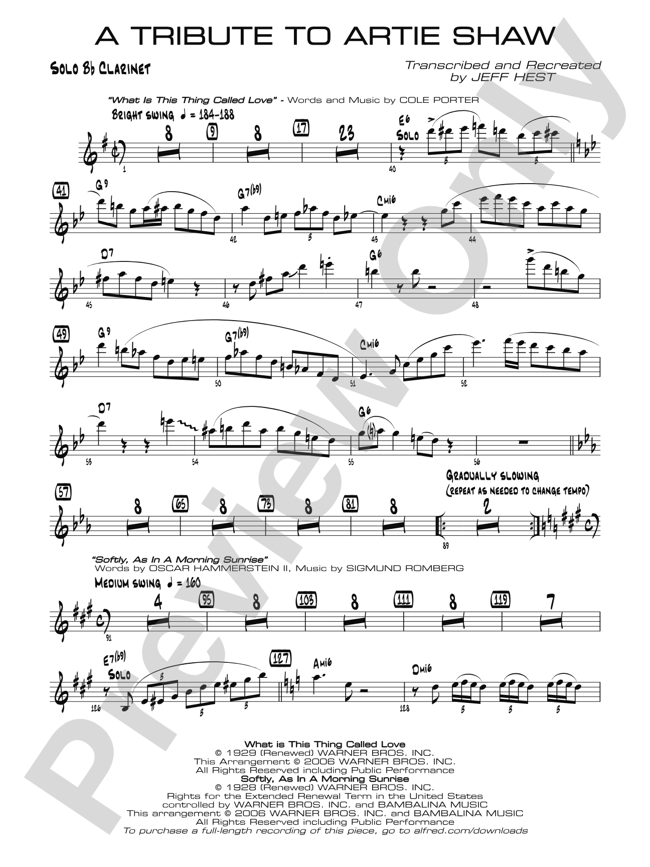 A Tribute to Artie Shaw: Solo Clarinet