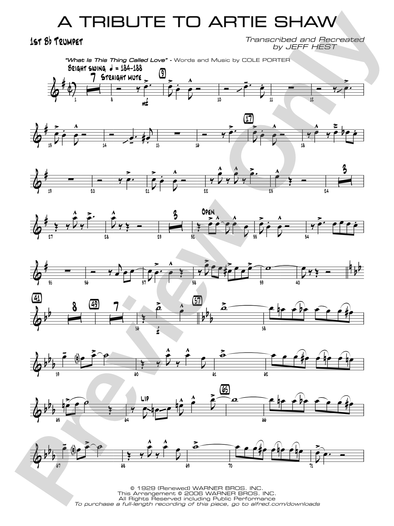 A Tribute to Artie Shaw: 1st B-flat Trumpet