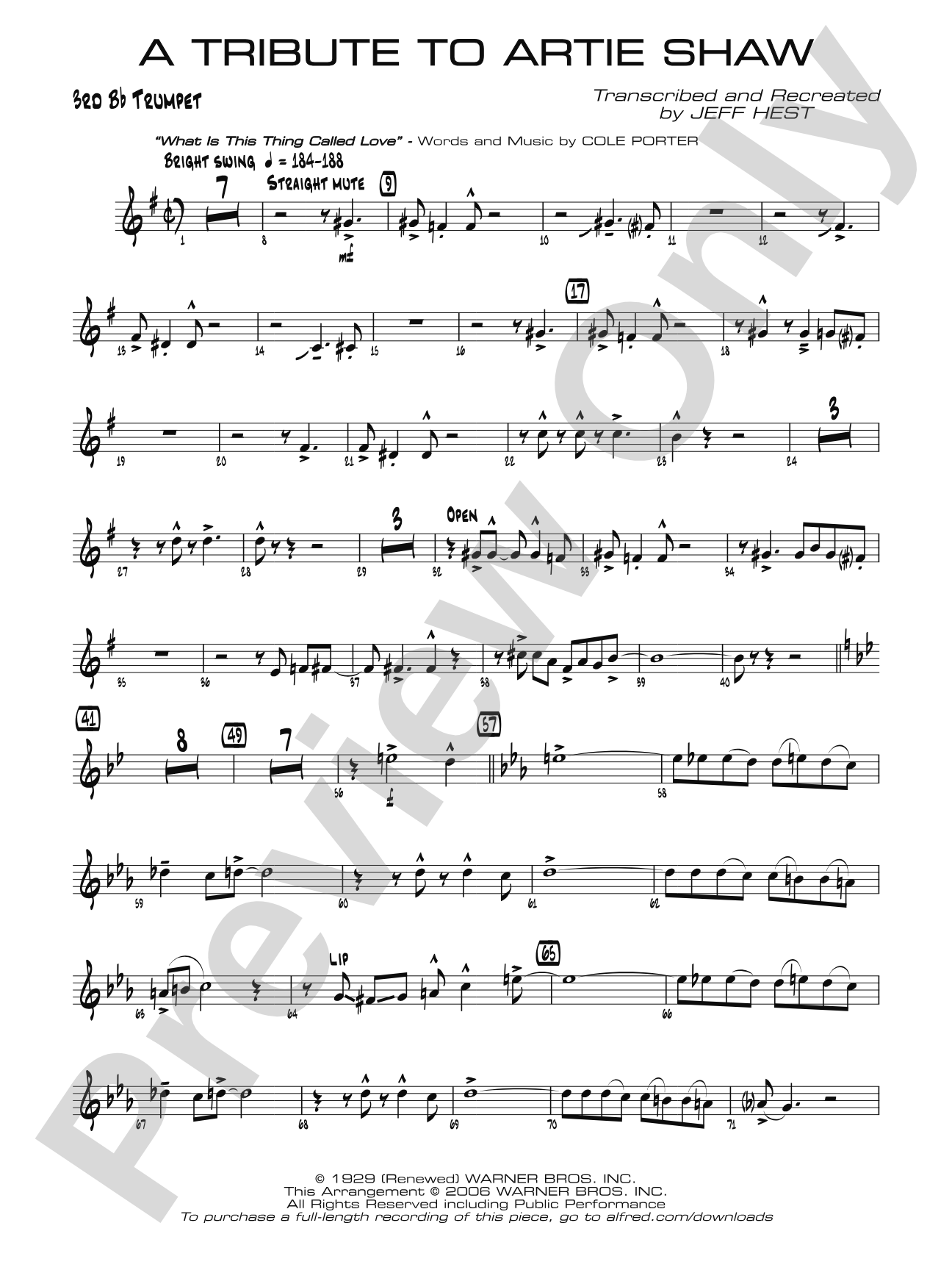 A Tribute to Artie Shaw: 3rd B-flat Trumpet