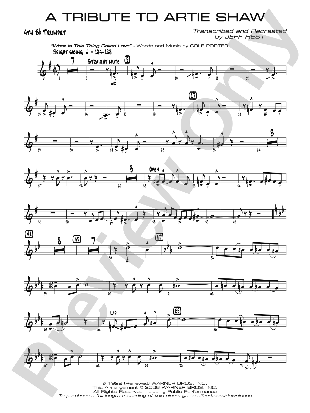 A Tribute to Artie Shaw: 4th B-flat Trumpet