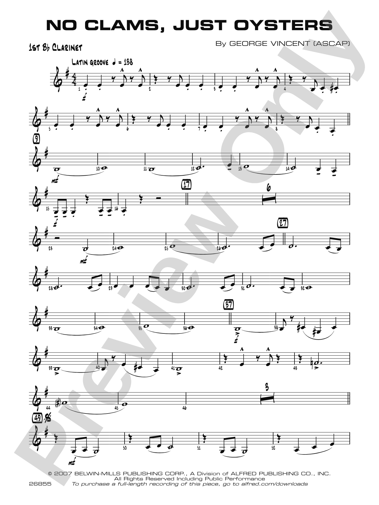 No Clams, Just Oysters: 1st B-flat Clarinet