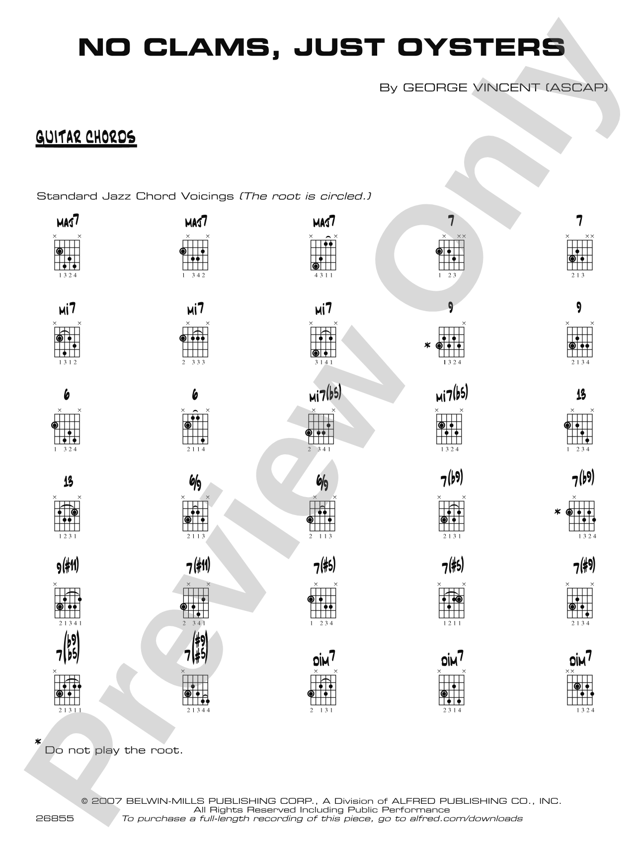 No Clams, Just Oysters: Guitar Chords