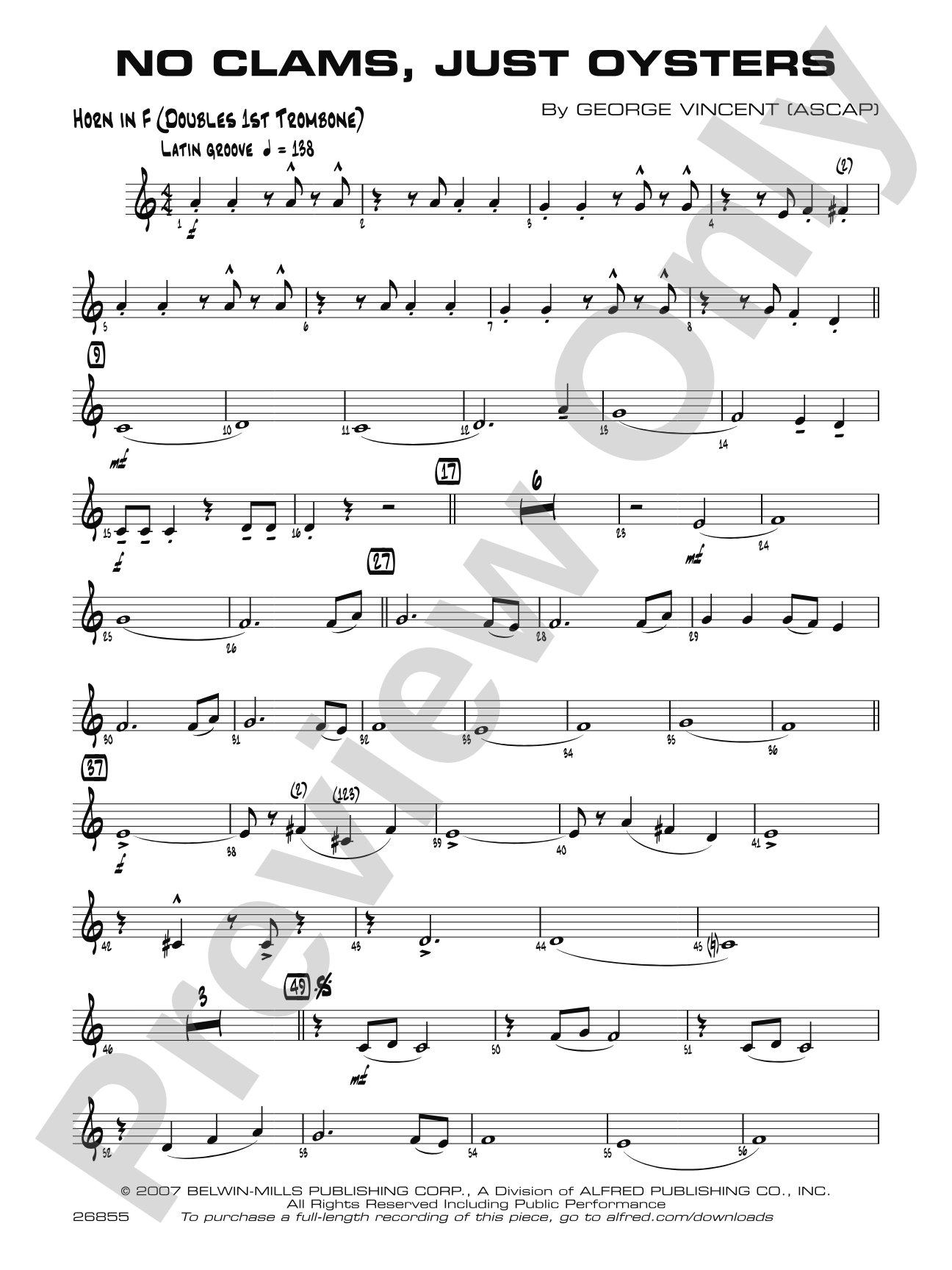 No Clams, Just Oysters: 1st F Horn
