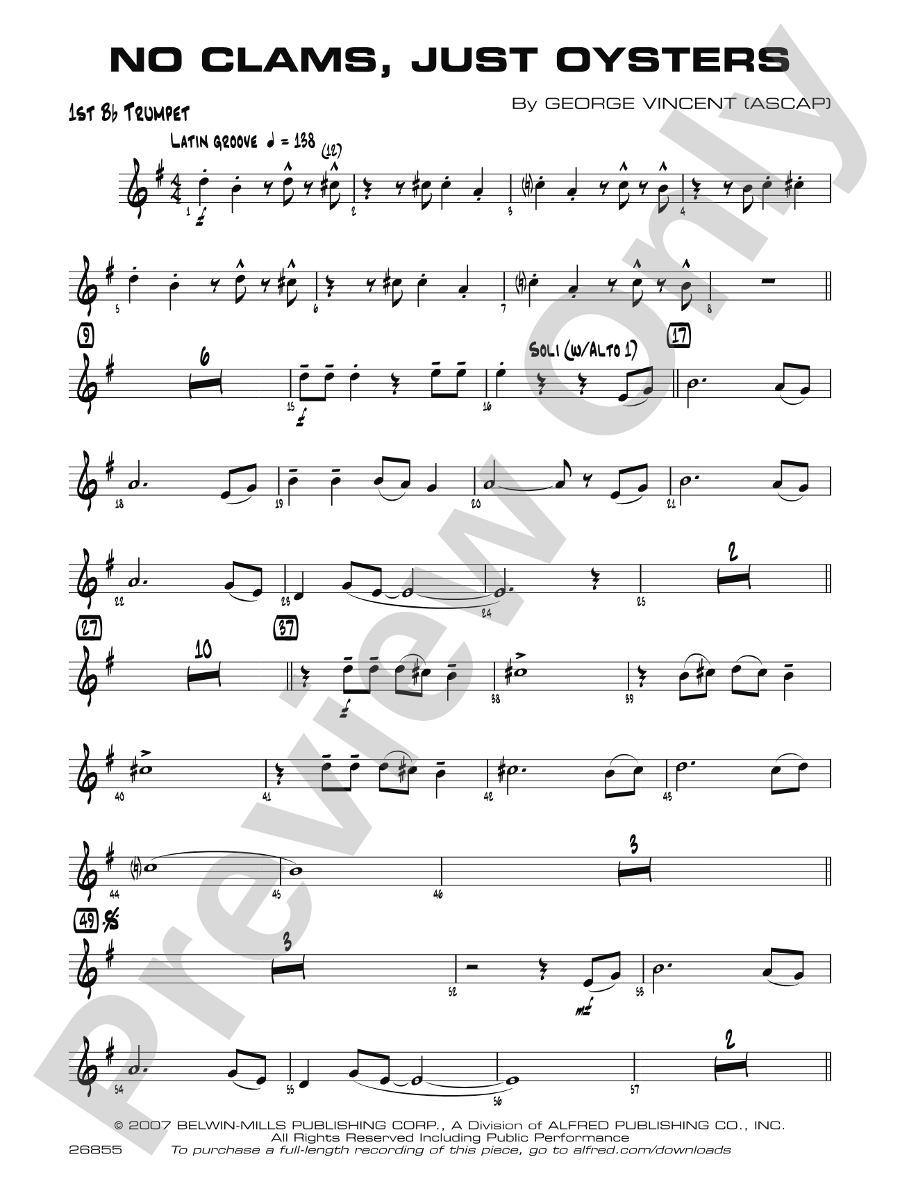 No Clams, Just Oysters: 1st B-flat Trumpet
