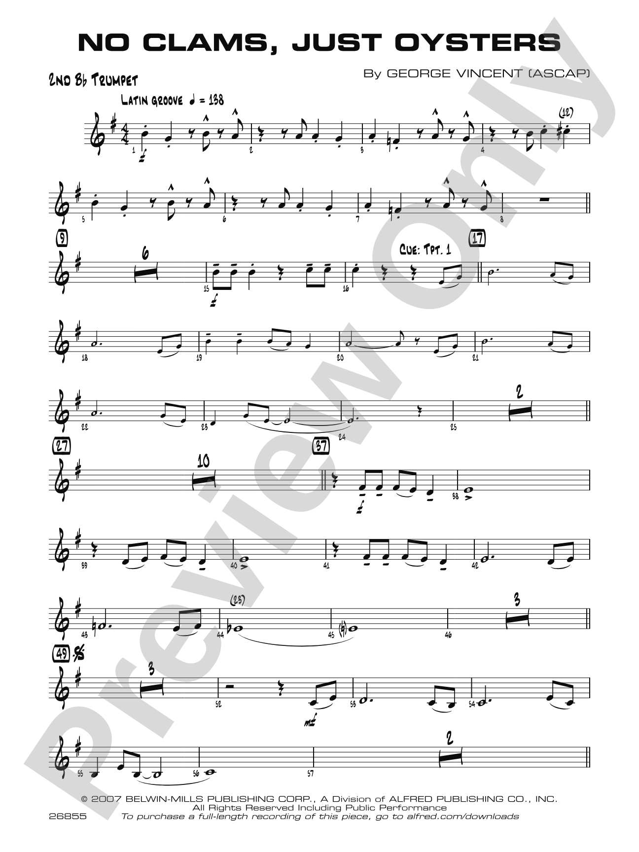 No Clams, Just Oysters: 2nd B-flat Trumpet