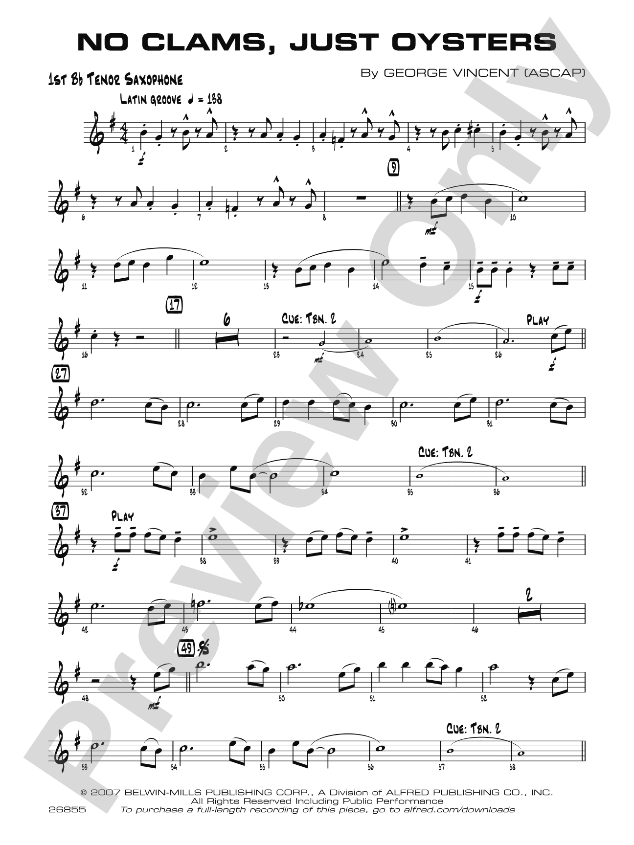 No Clams, Just Oysters: B-flat Tenor Saxophone