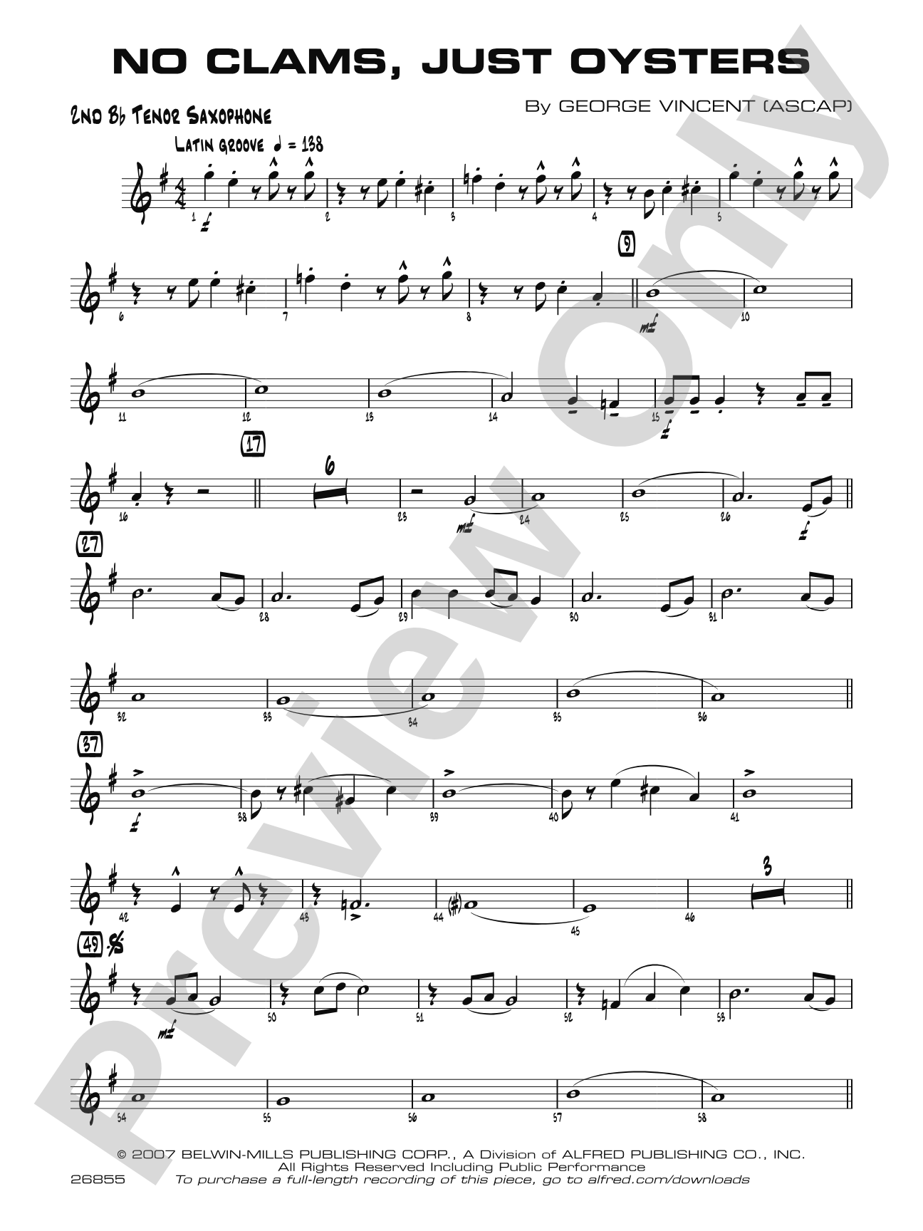 No Clams, Just Oysters: 2nd B-flat Tenor Saxophone
