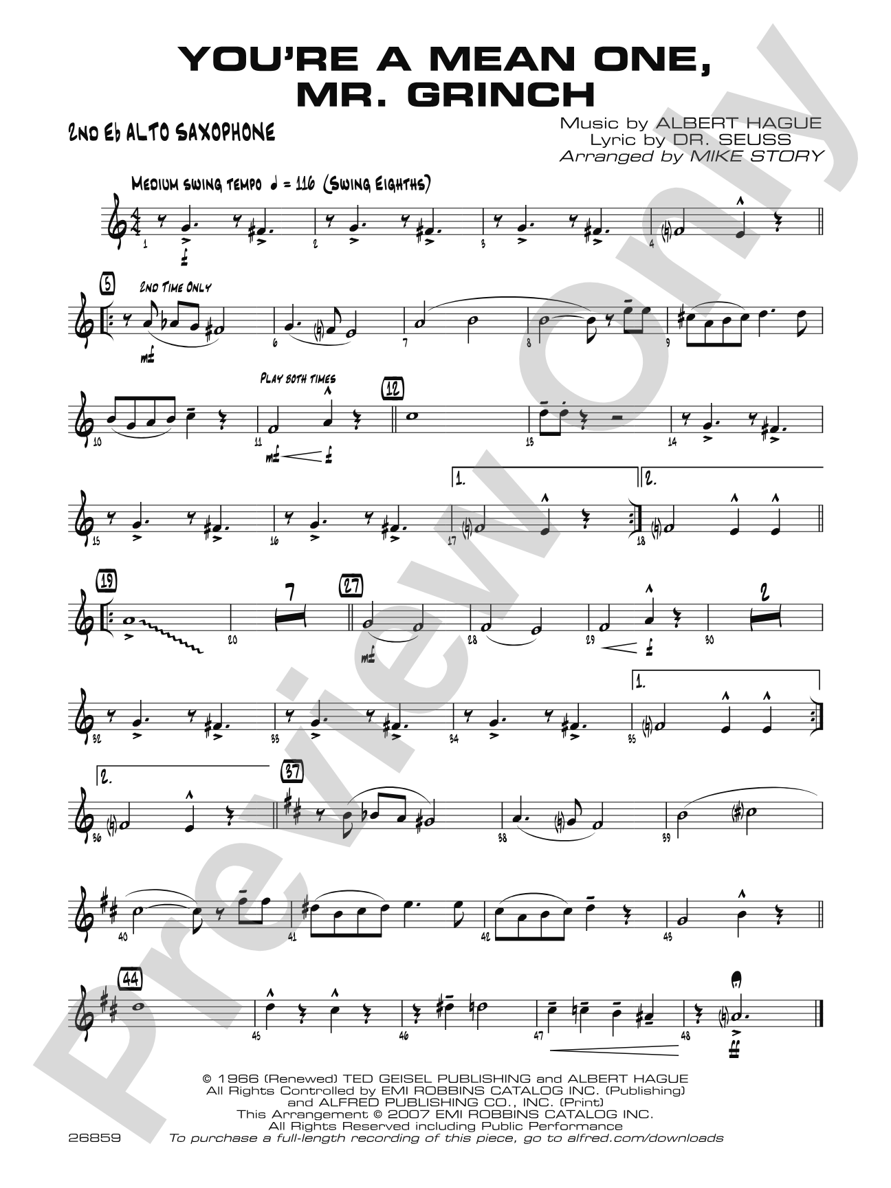 You're a Mean One, Mr. Grinch: 2nd E-flat Alto Saxophone
