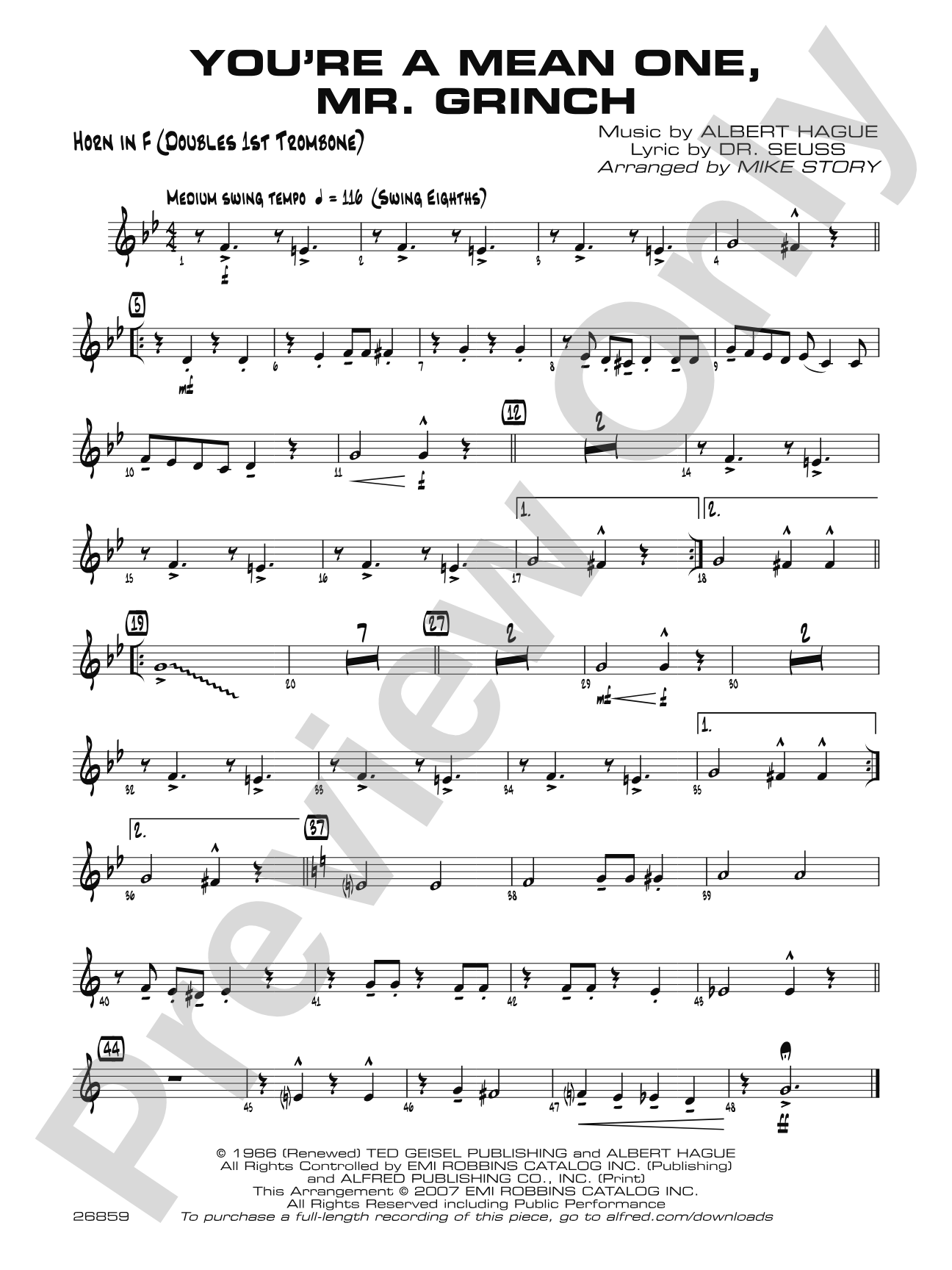 You're a Mean One, Mr. Grinch: 1st F Horn