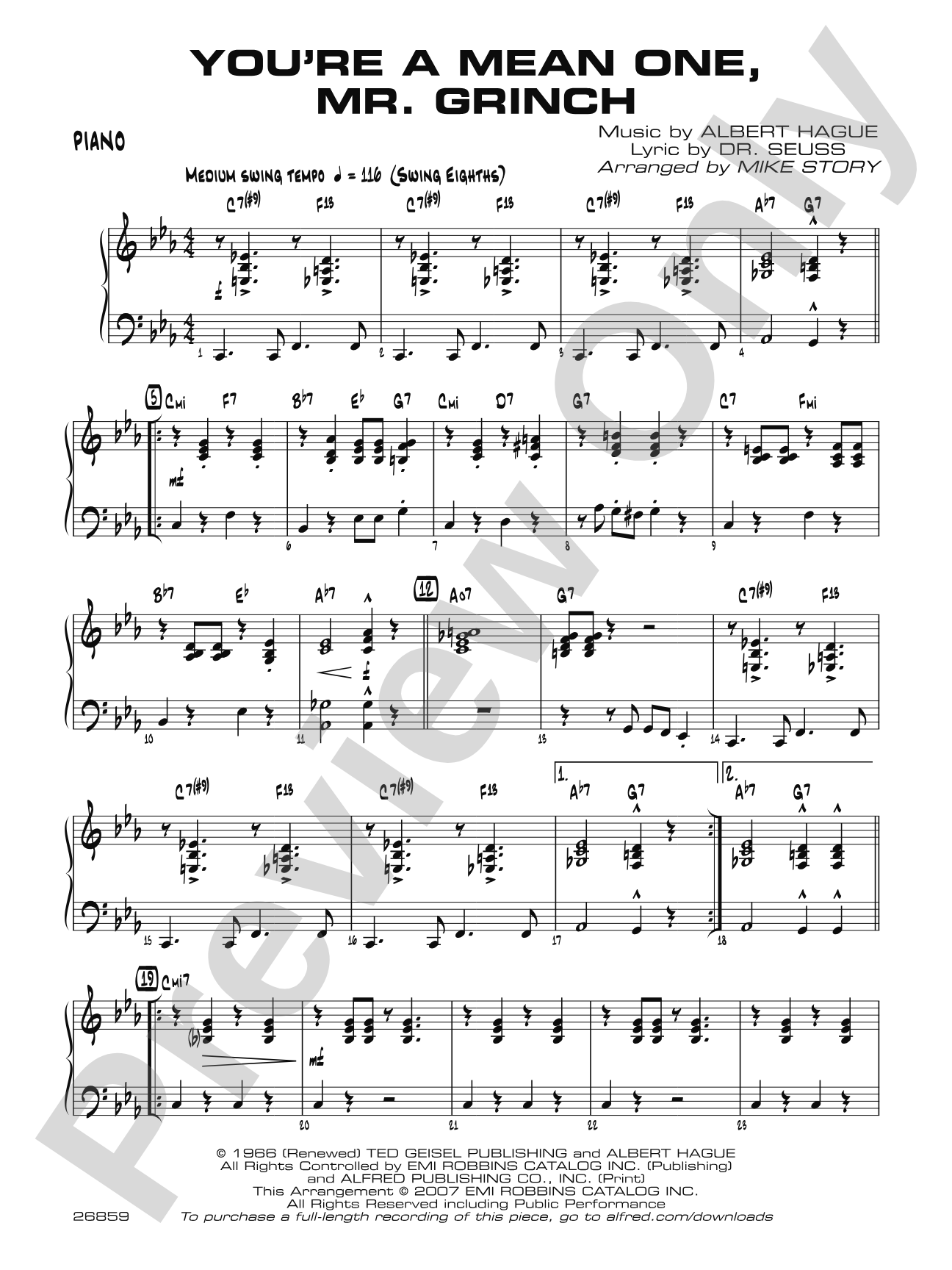 You're a Mean One, Mr. Grinch: Piano Accompaniment