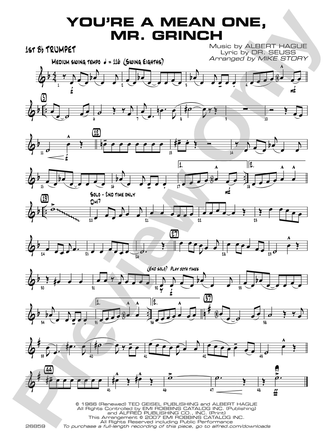 You're a Mean One, Mr. Grinch: 1st B-flat Trumpet