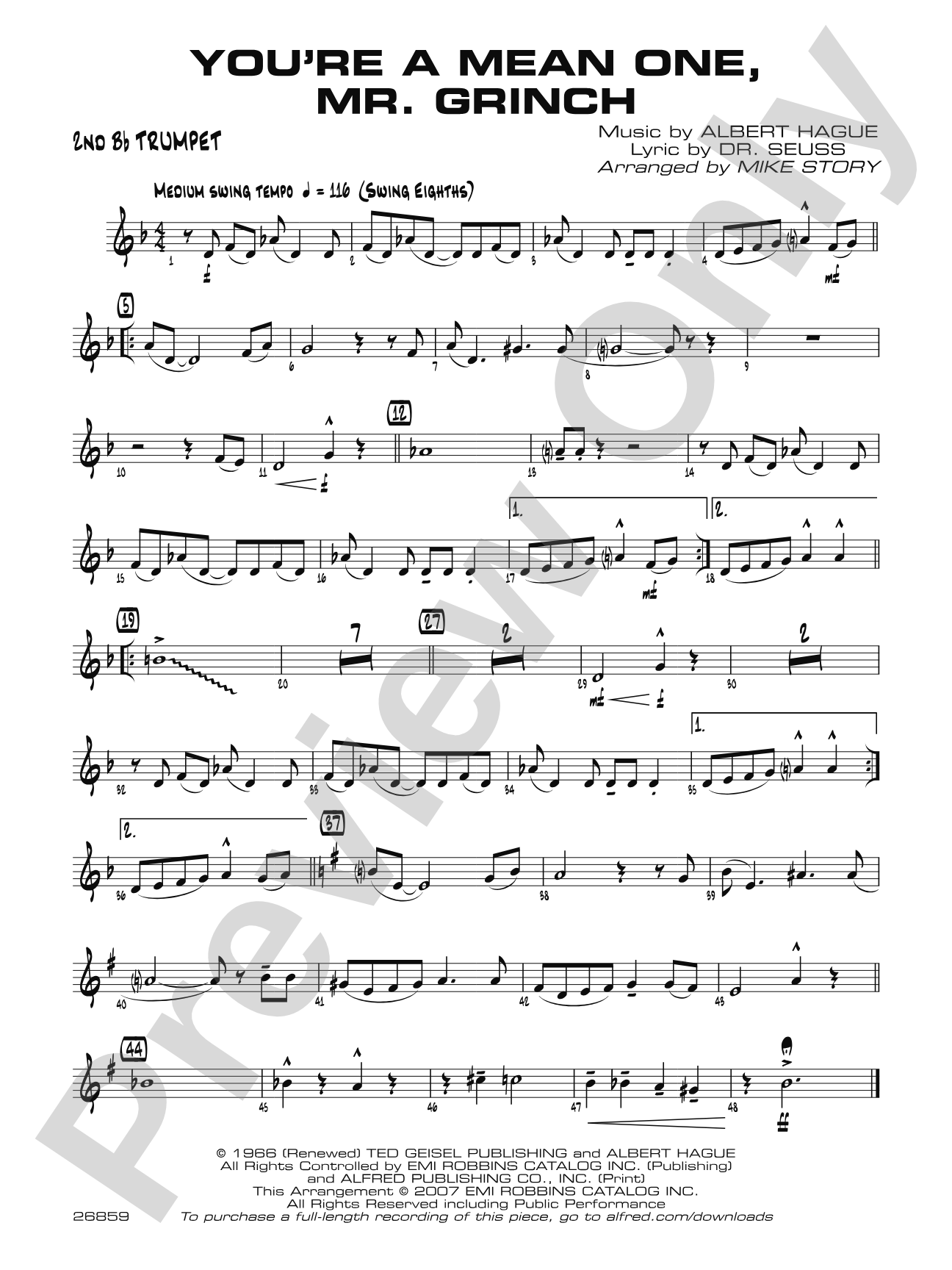 You're a Mean One, Mr. Grinch: 2nd B-flat Trumpet