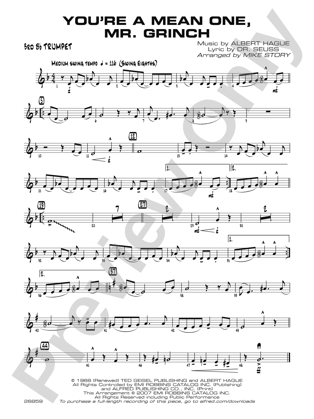 You're a Mean One, Mr. Grinch: 3rd B-flat Trumpet