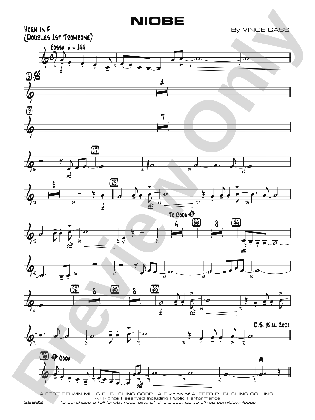 Niobe: 1st F Horn