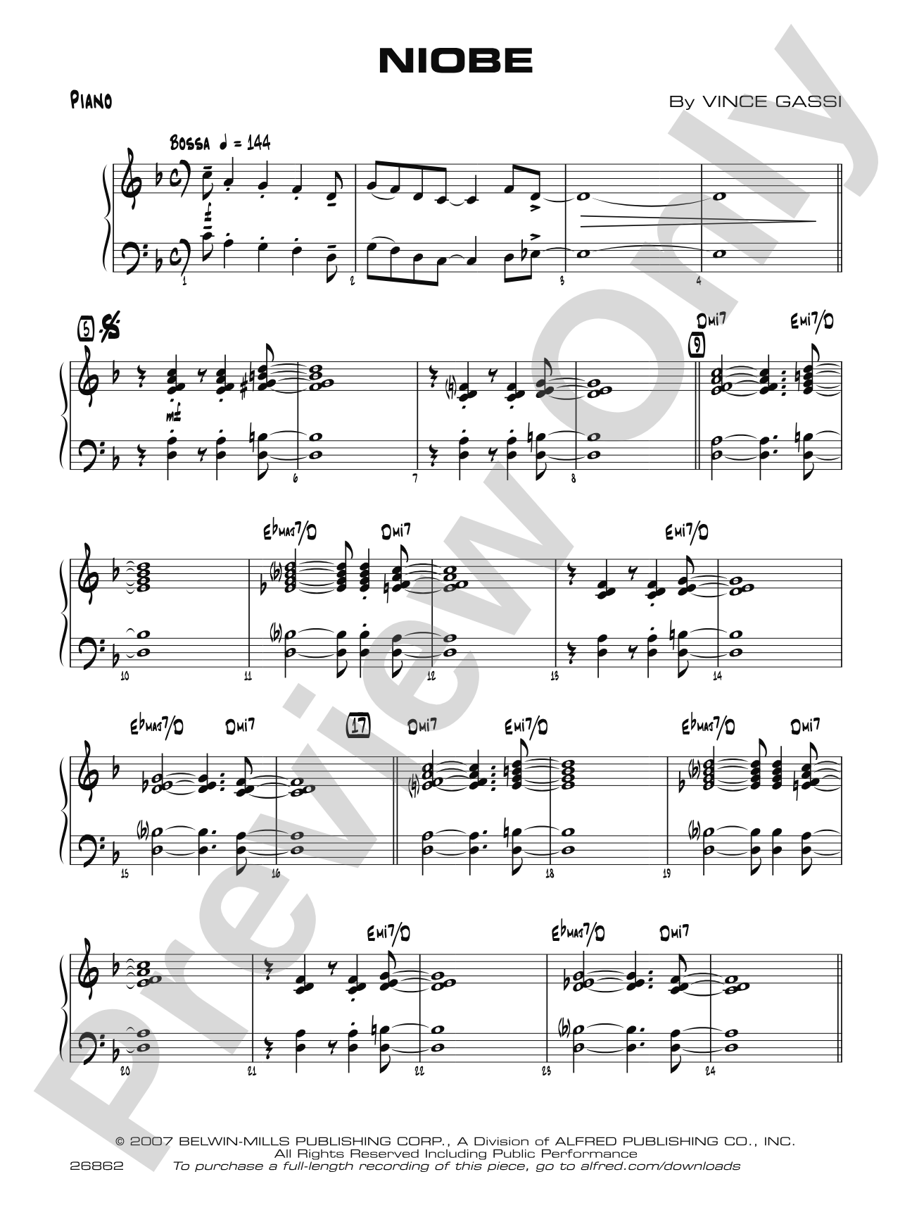 Niobe: Piano Accompaniment