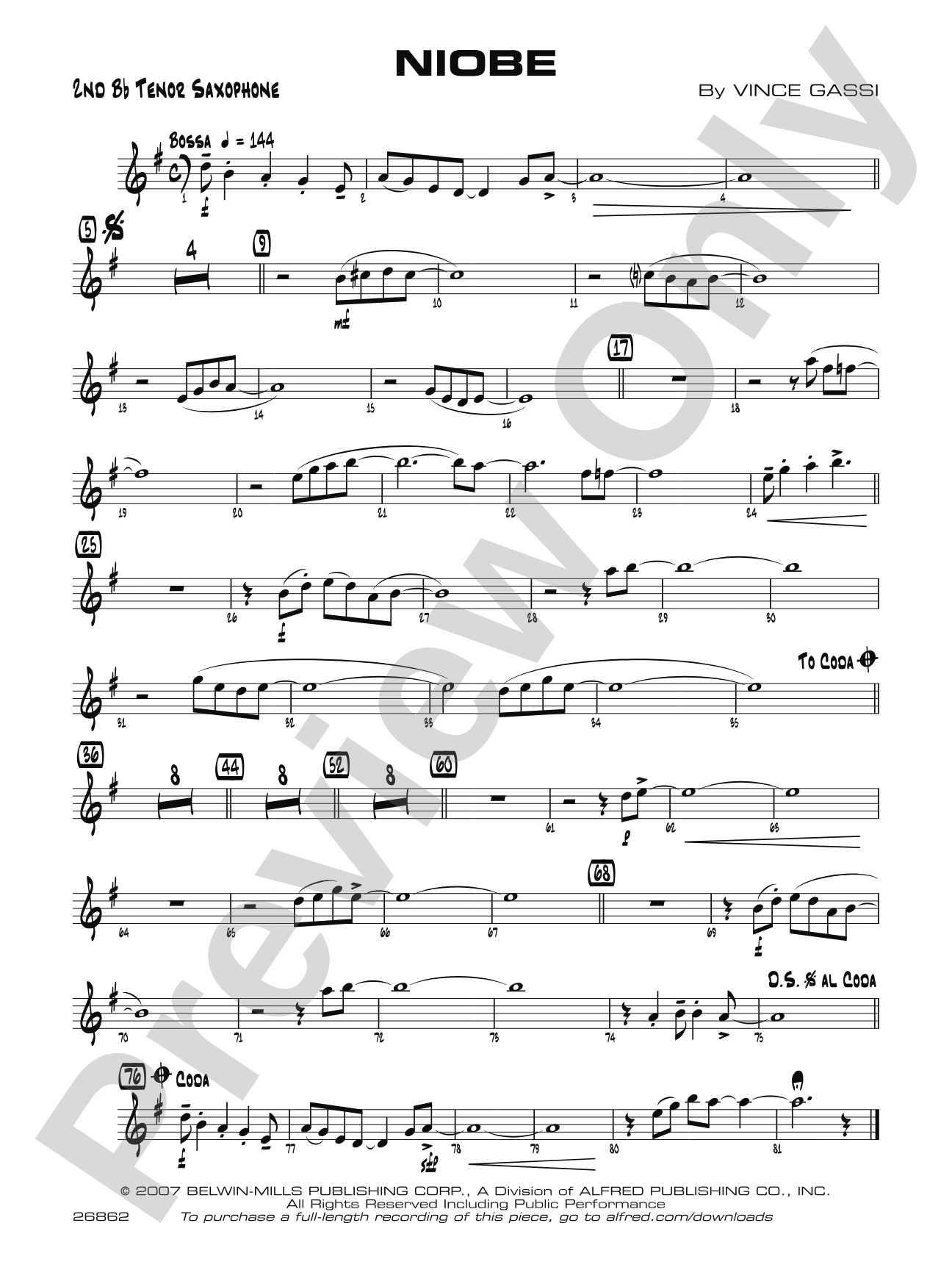 Niobe: 2nd B-flat Tenor Saxophone