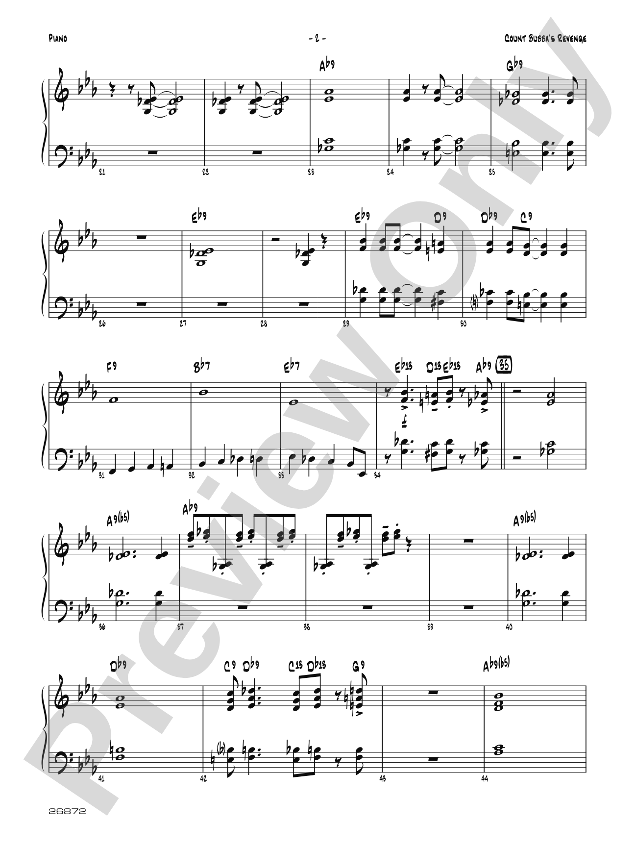 Count Bubba's Revenge: Piano Accompaniment