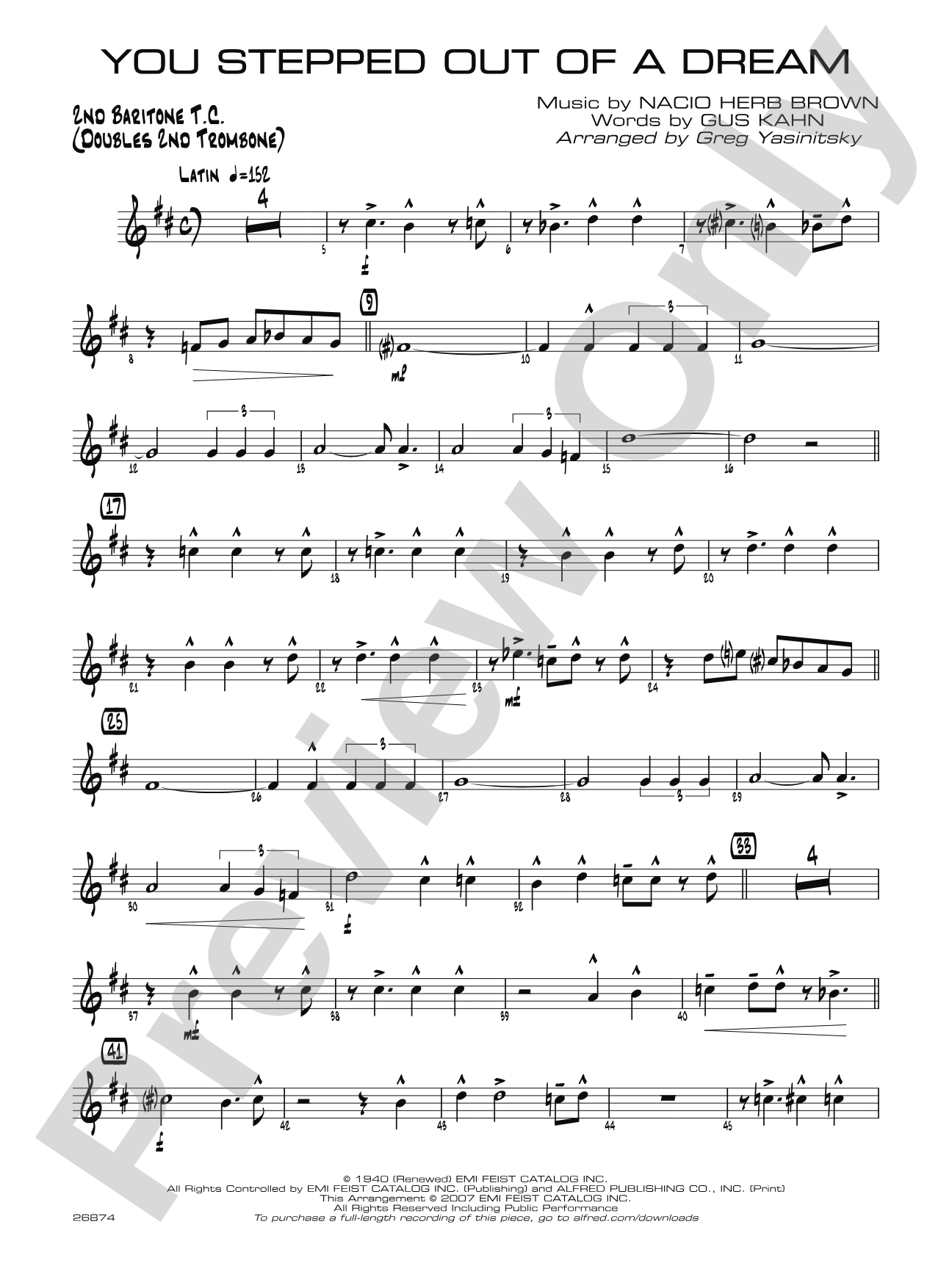 You Stepped Out of a Dream: 2nd Baritone T.C.