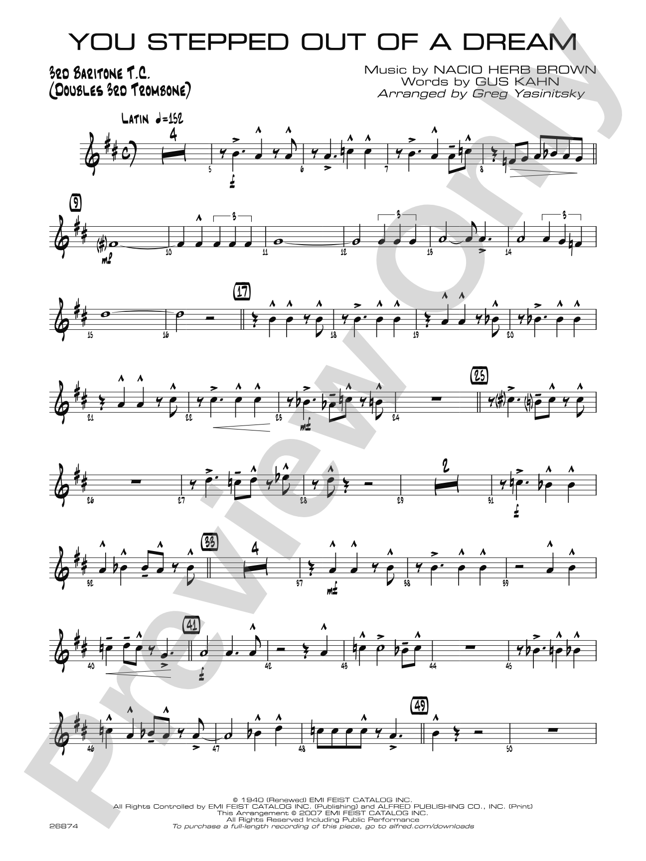You Stepped Out of a Dream: 3rd Baritone T.C.