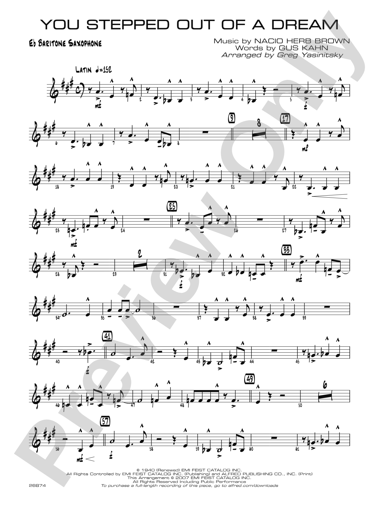 You Stepped Out of a Dream: E-flat Baritone Saxophone