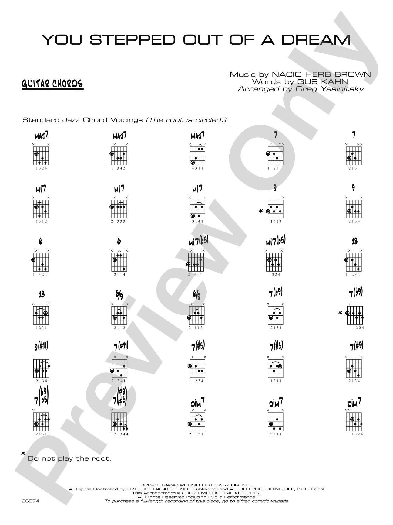 You Stepped Out of a Dream: Guitar Chords