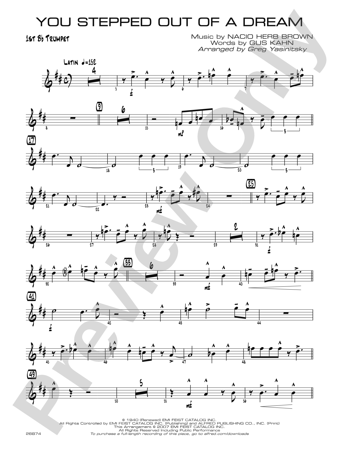 You Stepped Out of a Dream: 1st B-flat Trumpet