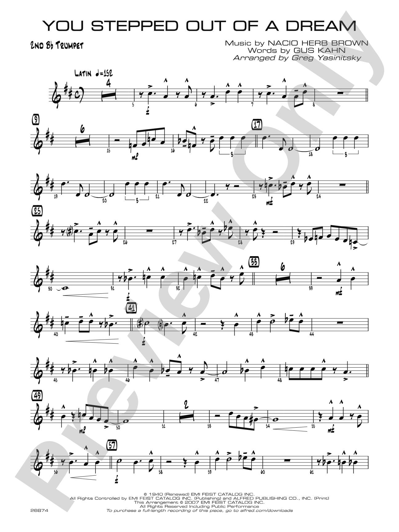 You Stepped Out of a Dream: 2nd B-flat Trumpet